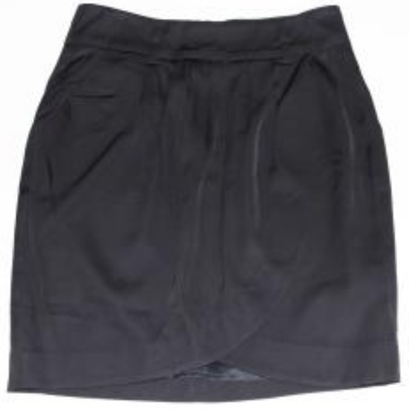 Trina Turk Black Silky Faux Wrap Style Skirt sz 8 - Picture 1 of 2